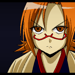uehara miyako, pani poni dash!, lowres, 00s, 1girl, black background, female focus, frown, glasses, letterboxed, solo, v-shaped eyebrows