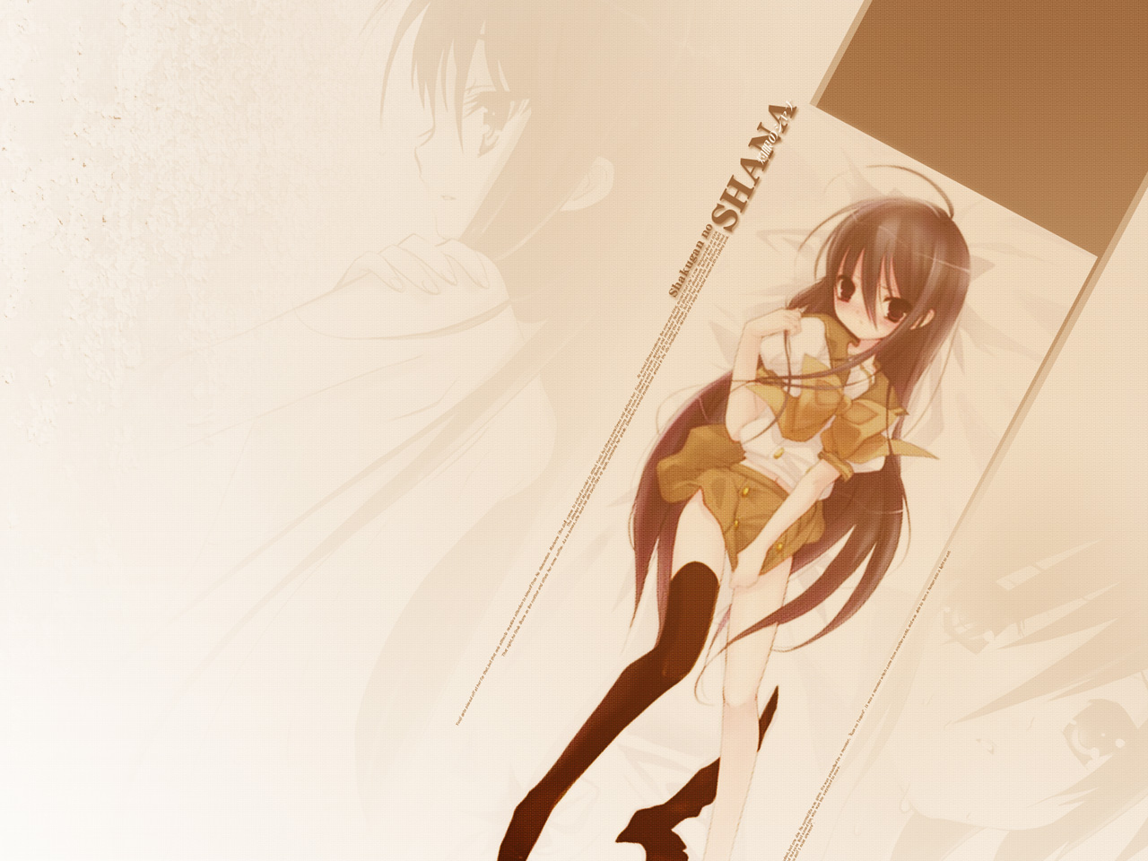 shana, shakugan no shana, 00s, character name, clothes pull, long hair, looking at viewer, school uniform, serafuku, skirt, skirt pull, solo, thighhighs, very long hair