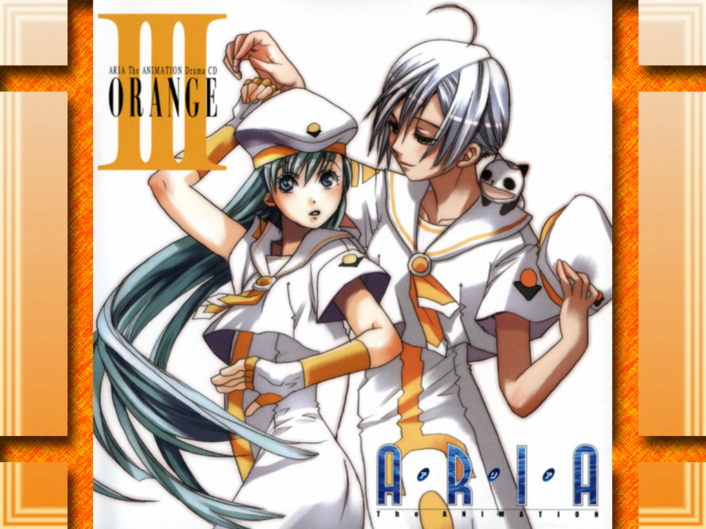 amano kozue, alice carroll, athena glory, president maa, aria (manga), uniform, 00s, 2girls, animal, blue eyes, cat, dark-skinned female, dark skin, green eyes, green hair, hat, long hair, multiple girls, white hair