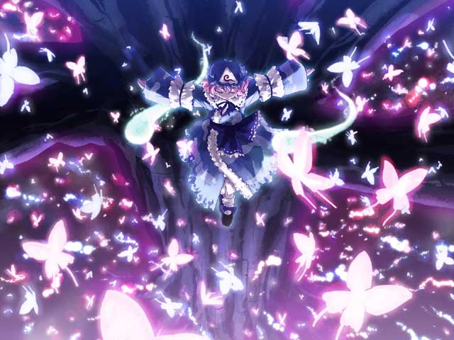 saigyou ayakashi, saigyouji yuyuko, touhou, tagme, bug, butterfly, hat, insect, pink hair, tree