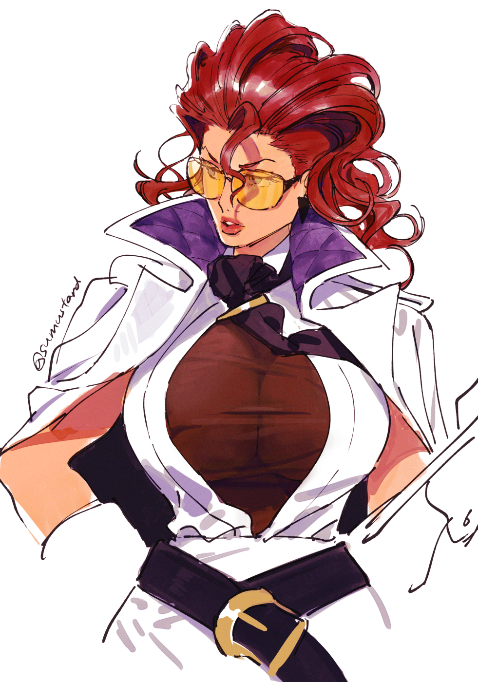 crimson viper, street fighter, street fighter 6, 1girl, breasts, large breasts, long hair, solo