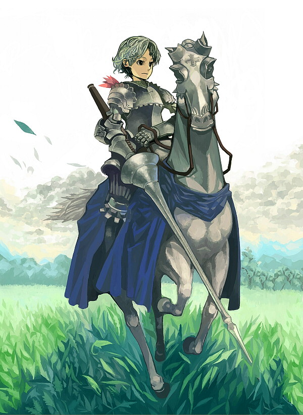 1boy, armor, barding, breastplate, gauntlets, grass, greaves, horse, horseback riding, knight, lance, male focus, nature, pauldrons, polearm, reins, riding, shoulder armor, solo, spear, weapon