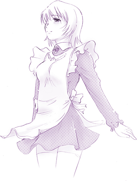 takahashi mugi, erstin ho, my-otome, 00s, 1girl, female focus, garderobe uniform, long sleeves, monochrome, short hair, solo, thighhighs, zettai ryouiki