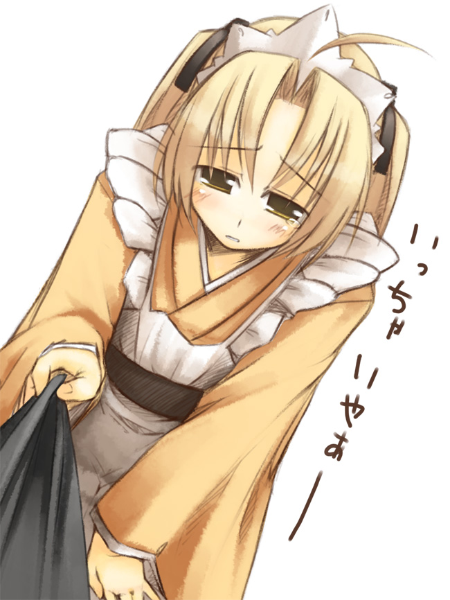 jirou (chekoro), 1girl, apron, female focus, japanese clothes, maid, maid apron, maid headdress, solo, tears, wa maid