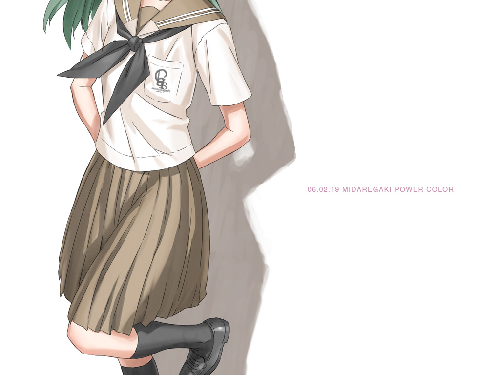 yamamoto nanashiki, original, 1girl, female focus, pleated skirt, school uniform, serafuku, skirt, socks, solo