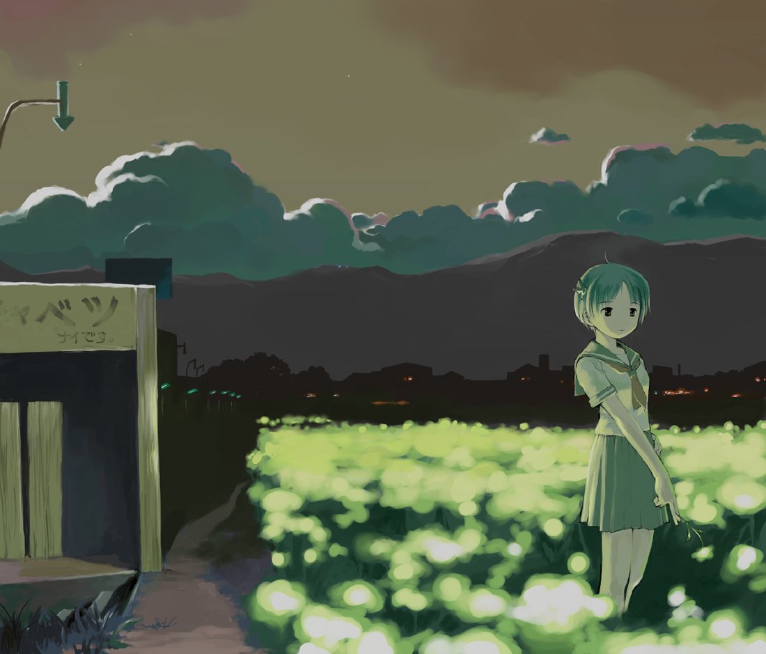 yoshizuki kumichi, mahou tsukai ni taisetsu na koto, mahoutsukaitai, 00s, night, pleated skirt, school uniform, serafuku, skirt, solo