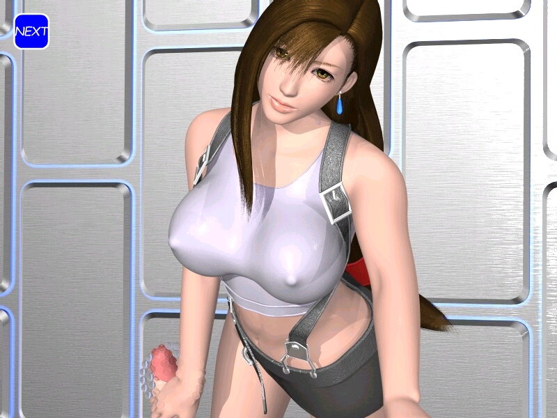 fighting cuties, tifa lockhart, final fantasy, final fantasy vii, white top, 1990s (style), 1girl, 3d, breasts, censored, covered erect nipples, handjob, mutual masturbation, pencil skirt, penis, retro artstyle, skirt, solo focus, suspender skirt, suspenders