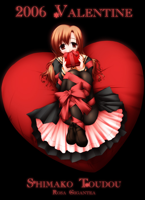 es (glasscastle), toudou shimako, maria-sama ga miteru, 00s, 1girl, bound, female focus, ribbon, solo, tied up (nonsexual), valentine