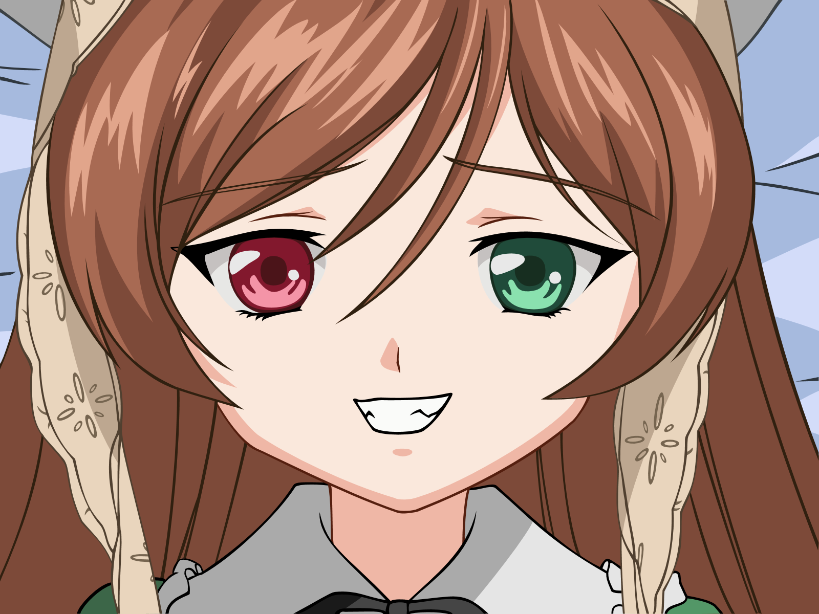 suiseiseki, rozen maiden, derivative work, highres, non-web source, vector trace, 00s, heterochromia, portrait, solo
