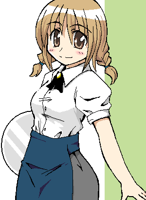 momose kurumi, pani poni dash!, lowres, 00s, 1girl, female focus, oekaki, solo, waitress