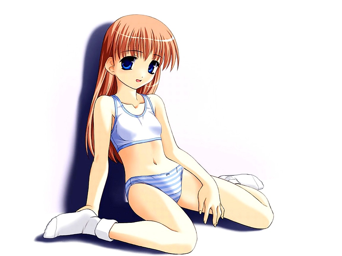 norizou type-r, striped, jpeg artifacts, 1girl, bra, female focus, lingerie, loli, panties, solo, sports bra, underwear, underwear only