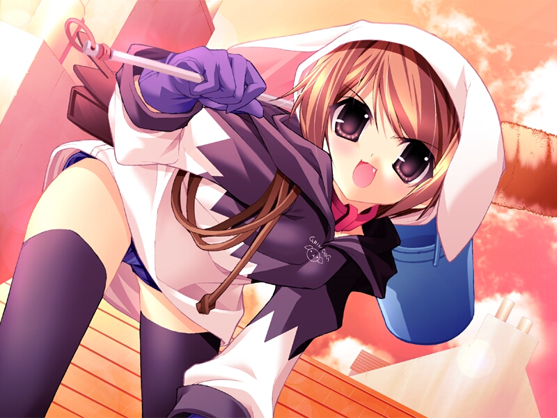 kotamaru (pajama soft), niko (pizzicato polka), pizzicato polka, game cg, 1girl, black thighhighs, fang, female focus, solo, thighhighs
