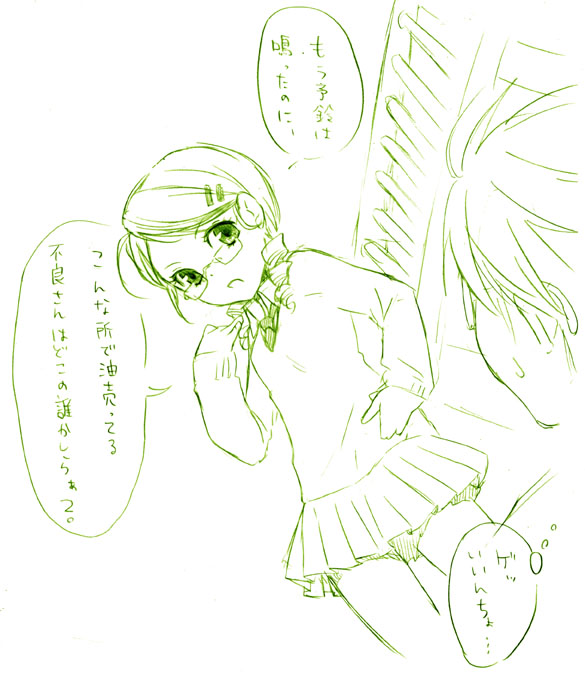kanaria, rozen maiden, 00s, glasses, monochrome, pleated skirt, school uniform, serafuku, skirt, solo, sweater