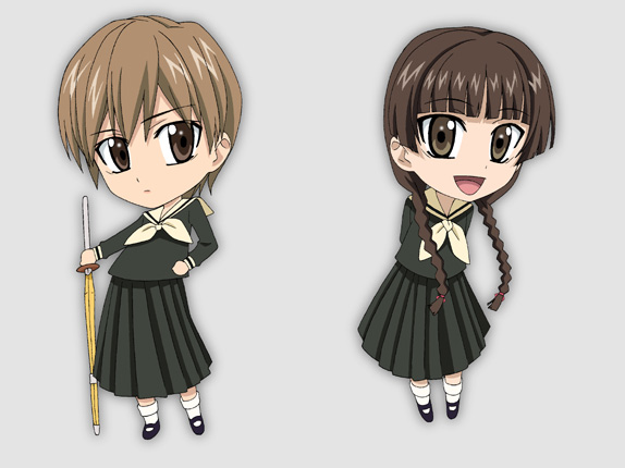 isse, hasekura rei, shimazu yoshino, maria-sama ga miteru, 00s, chibi, chibi only, shinai, sword, weapon