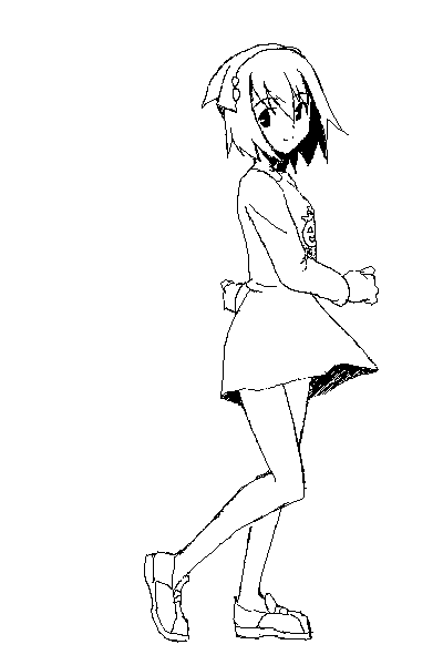waha, yamato suzuran, suigetsu, animated, animated gif, easytoon (medium), 1girl, dancing, female focus, flower, greyscale, hairband, lily of the valley, monochrome, panties, pumpkin, shoes, solo, spinning, thighhighs, underwear, waha~ (meme)