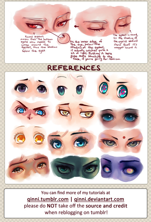 qinni, original, commentary, english commentary, anatomy, blue eyes, close-up, english text, eye focus, eyelashes, green eyes, guide, how to, looking at viewer, multicolored eyes, note, realistic, red eyes, reference sheet, slit pupils, text focus, two-tone eyes, yellow eyes