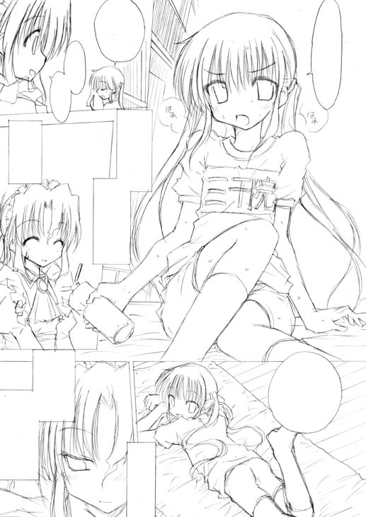 ndemotte, maria (hayate no gotoku!), sanzen'in nagi, hayate no gotoku!, 00s, 2girls, comic, greyscale, maid, monochrome, multiple girls, socks, twintails