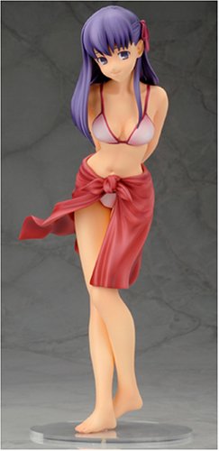 matou sakura, fate/stay night, fate (series), lowres, photo (medium), 00s, barefoot, bikini, feet, figure, purple hair, solo, swimsuit