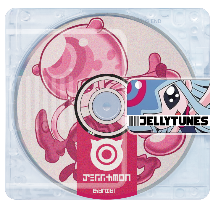 dan de lion, jellymon, digimon, sonic (series), cd, digimon (creature), jellyfish girl, monster girl, parody, pose imitation, tentacle hair, tentacles
