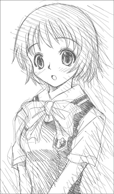 sokkurisan, osaragi hazumu, kashimashi, 00s, greyscale, monochrome, school uniform, serafuku, sketch, solo