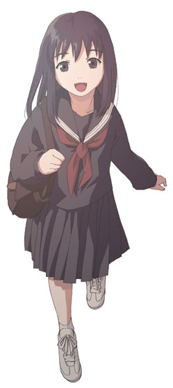 original, 1girl, brown eyes, female focus, long hair, open mouth, pleated skirt, purple hair, school uniform, serafuku, simple background, skirt, solo, white background