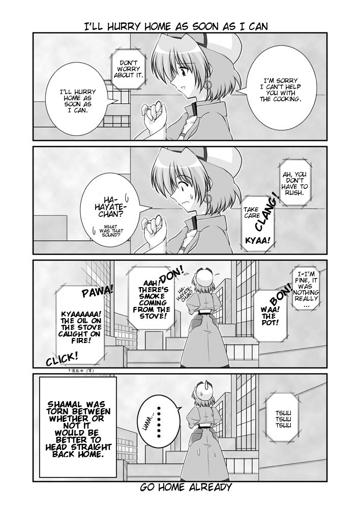 mikage takashi, klarwind, shamal, lyrical nanoha, mahou shoujo lyrical nanoha, mahou shoujo lyrical nanoha a's, hard-translated, third-party edit, translated, 00s, 1girl, 4koma, comic, earrings, english text, greyscale, hat, jacket, jewelry, magical girl, monochrome, open clothes, open jacket, waist cape