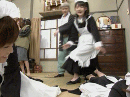 fujimoto miki, kago ai, michishige sayumi, yoshizawa hitomi, hello! project, morning musume, animated, animated gif, lowres, photo (medium), asian, haromoni, maid