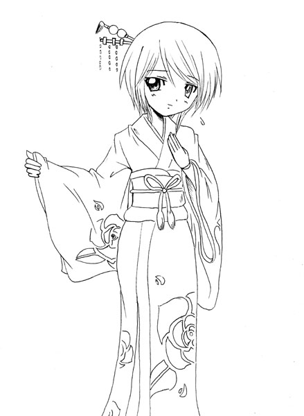 souseiseki, rozen maiden, 00s, 1girl, female focus, greyscale, heterochromia, japanese clothes, long sleeves, monochrome, solo