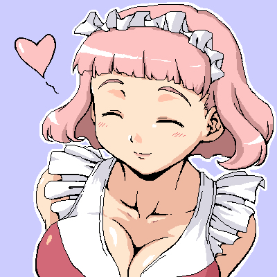 himeno fumi, my-otome, lowres, 00s, 1girl, breasts, cleavage, female focus, grey background, heart, large breasts, simple background, solo
