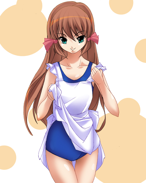 shiikeru, re mii, zoids, zoids genesis, 00s, apron, one-piece swimsuit, school swimsuit, swimsuit