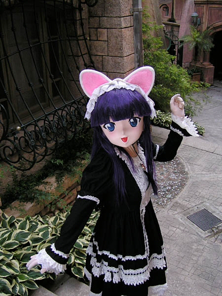 hazuki (tsukuyomi), tsukuyomi moonphase, cosplay photo, photo (medium), 1boy, animal ears, animegao, cat boy, cat ears, cosplay, kigurumi, male focus, solo, trap, zentai