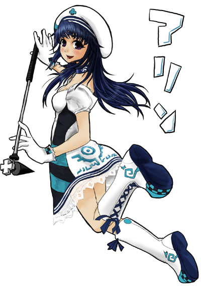 takano saki, arin (pangya), pangya, 1girl, beret, boots, female focus, hat, solo, white boots