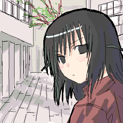ogiue chika, genshiken, lowres, 00s, 1girl, female focus, oekaki, solo