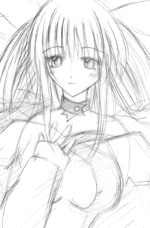 dizzy (guilty gear), arc system works, guilty gear, 1girl, bad anatomy, female focus, greyscale, monochrome, poorly drawn, sketch, solo