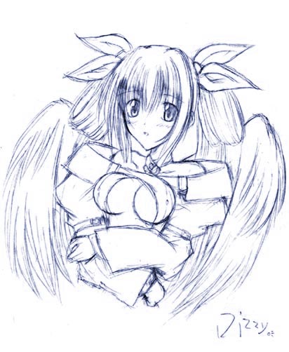 dizzy (guilty gear), arc system works, guilty gear, tagme, 1girl, female focus, monochrome, sketch, solo