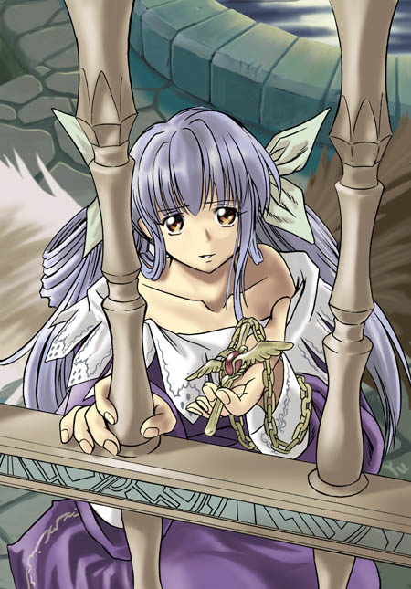dizzy (guilty gear), arc system works, guilty gear, 1girl, asymmetrical wings, blue hair, dress, female focus, solo, wings, yellow eyes