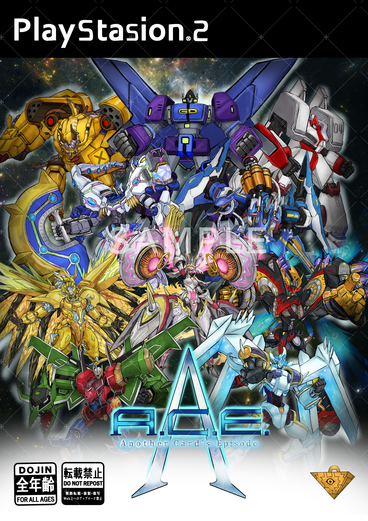 adeshi (adeshi0693119), centur-ion atrii, centur-ion auxila, centur-ion emeth vi, centur-ion legatia, centur-ion primera, centur-ion primera primus, centur-ion trudea, another century's episode, yu-gi-oh!, highres, arm cannon, armor, black bodysuit, blonde hair, blue armor, bodysuit, centur-ion chimerea, clenched hand, colored skin, detached cape, duel monster, forehead jewel, green armor, green wings, heterochromia, huge hair bun, mecha, mechanical wings, pink hair, pink skin, red armor, robot, super quantal mech king great magnus, tokusatsu, weapon, wings