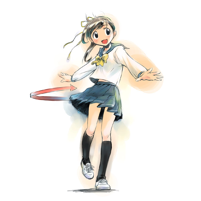 ikeda jun (mizutamari), original, pleated skirt, school uniform, serafuku, simple background, skirt, socks, solo, white background