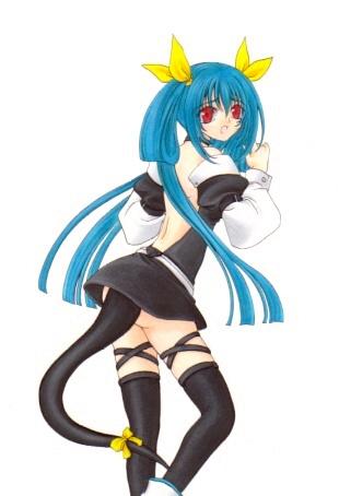dizzy (guilty gear), arc system works, guilty gear, lowres, 1girl, bad anatomy, bow, female focus, poorly drawn, solo, tail, tail bow, tail ornament, thighhighs