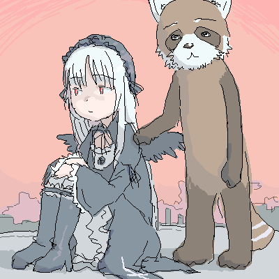 suigintou, rozen maiden, lowres, 00s, 1girl, female focus, oekaki, solo, tanuki