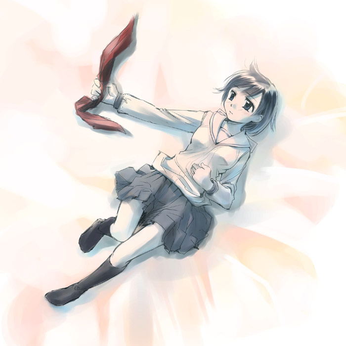 ikeda jun (mizutamari), original, pleated skirt, school uniform, serafuku, skirt, socks, solo