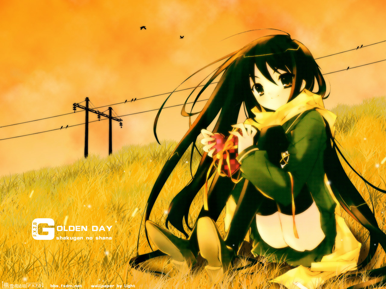 ito noizi, alastor (shakugan no shana), shana, shakugan no shana, 00s, 1girl, black hair, female focus, jewelry, pendant, school uniform, serafuku, solo, thighhighs