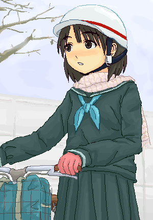 original, lowres, oekaki, pleated skirt, scarf, school uniform, serafuku, skirt, solo