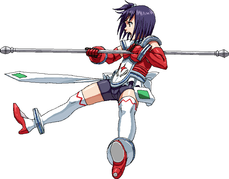 nigou, yayoi alter, my-otome, 00s, short hair, solo, staff, thighhighs