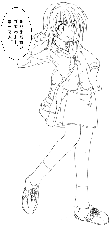 fujitsuki, houjou satoko, higurashi no naku koro ni, 00s, 1girl, casual, female focus, greyscale, monochrome, short hair, solo