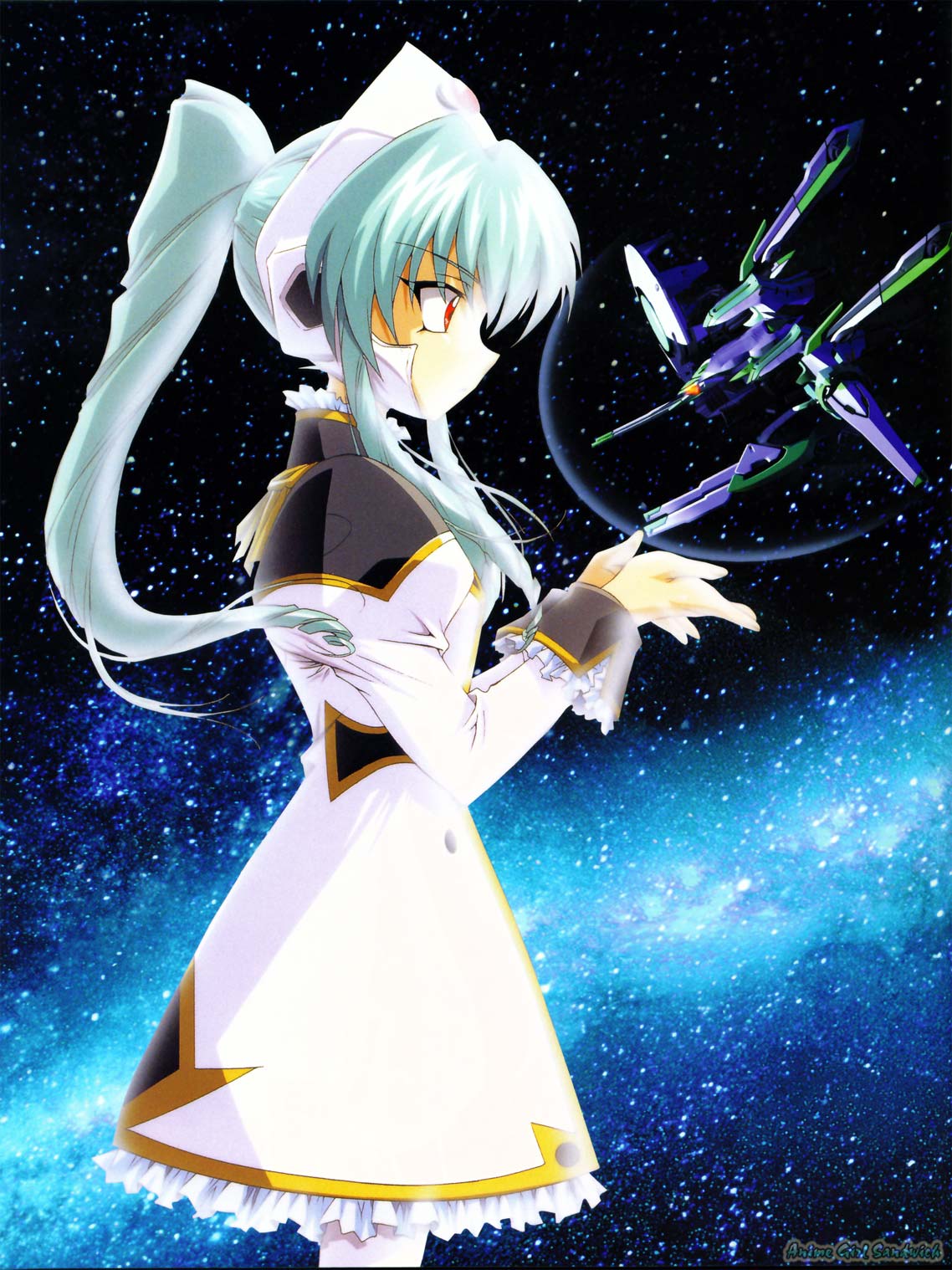 vanilla h, broccoli (company), galaxy angel, highres, 00s, 1girl, female focus, pantyhose, sky, solo