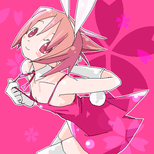 shiba yuusuke, lowres, 1girl, animal ears, female focus, oekaki, rabbit ears, short hair, solo, thighhighs