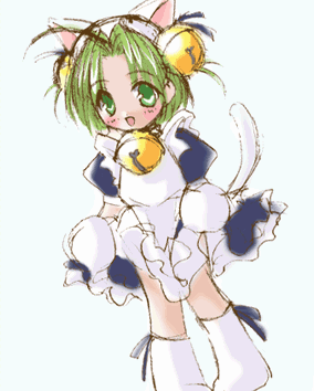 dejiko, di gi charat, animated, animated gif, artist request, lowres, 1girl, clothes lift, female focus, green eyes, green hair, lifting own clothes, loli, nipples, no panties, pussy, skirt, skirt lift, solo