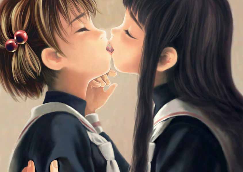 daidouji tomoyo, kinomoto sakura, cardcaptor sakura, 2girls, french kiss, kiss, loli, multiple girls, yuri