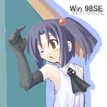 98se-tan, os-tan, lowres, tagme, 1girl, armpits, blouse, female focus, oekaki, shirt, sleeveless, sleeveless shirt, solo, white shirt